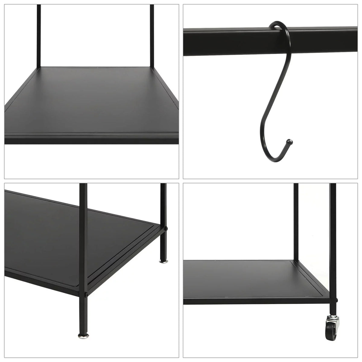 Movable Cook Outdoor Food Serving Station 2-Tier Grill Table Rack Shelf Cart BBQ Prep