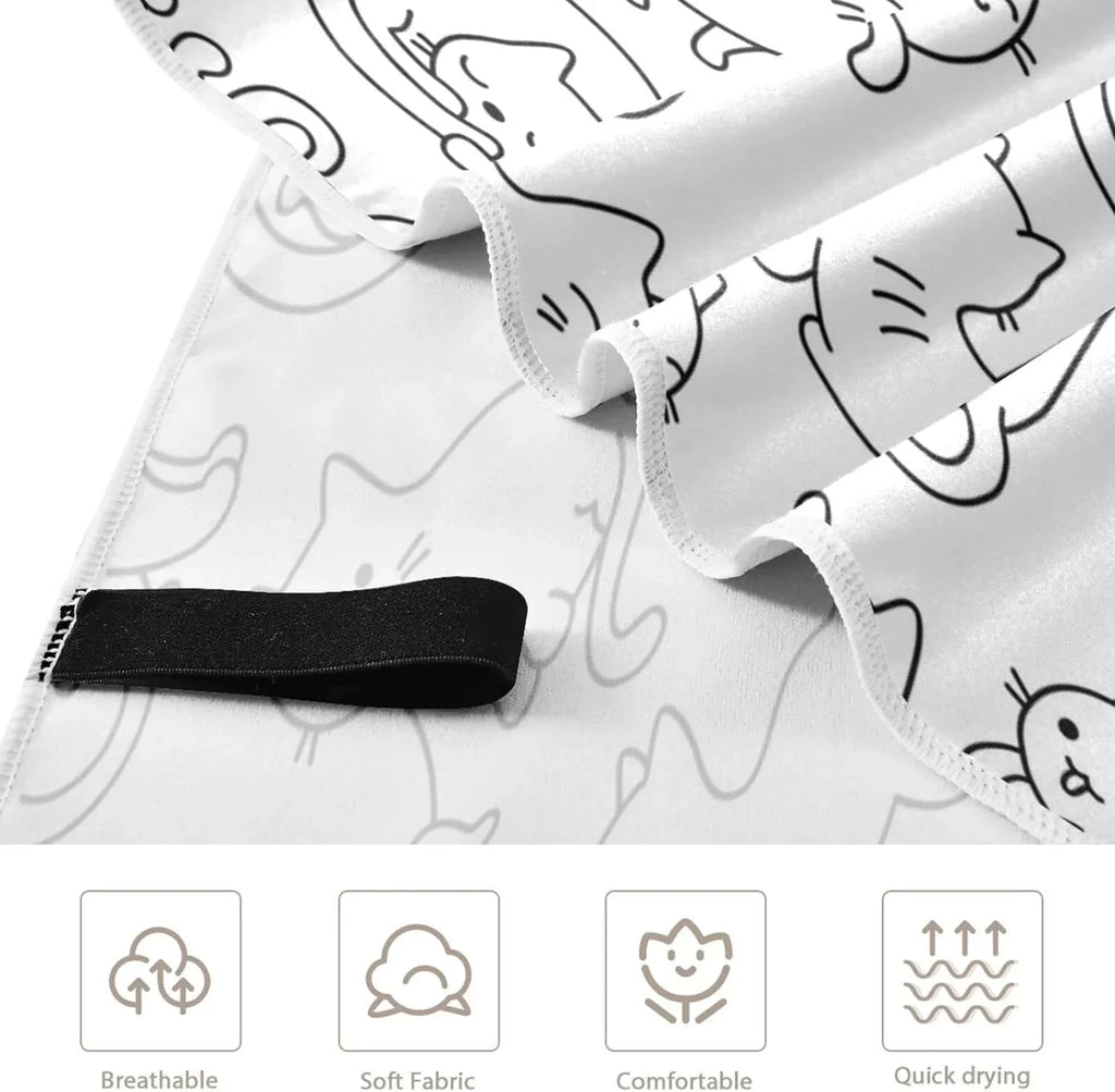 Towel Bestwell Lightweight Quick Cartoon Towel Holiday（191） Dry Super Cat Swimming for Towels Camping Beach Funny Compact Absorbent - Oversized Travel -