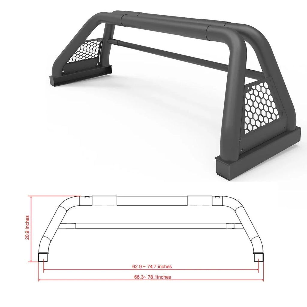 Ranger Bar Chase 62.9-74.7" Ford Bed Truck For Sport Fit Bar 2019-2023 Roll Rack Adjustable