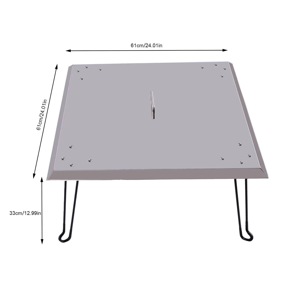 with Down Cover Pit and Legs Steel Deflector Push 24*24in Out Heat Fire Burner Square to Pit Fire Stainless Foldable Heat Miumaeov