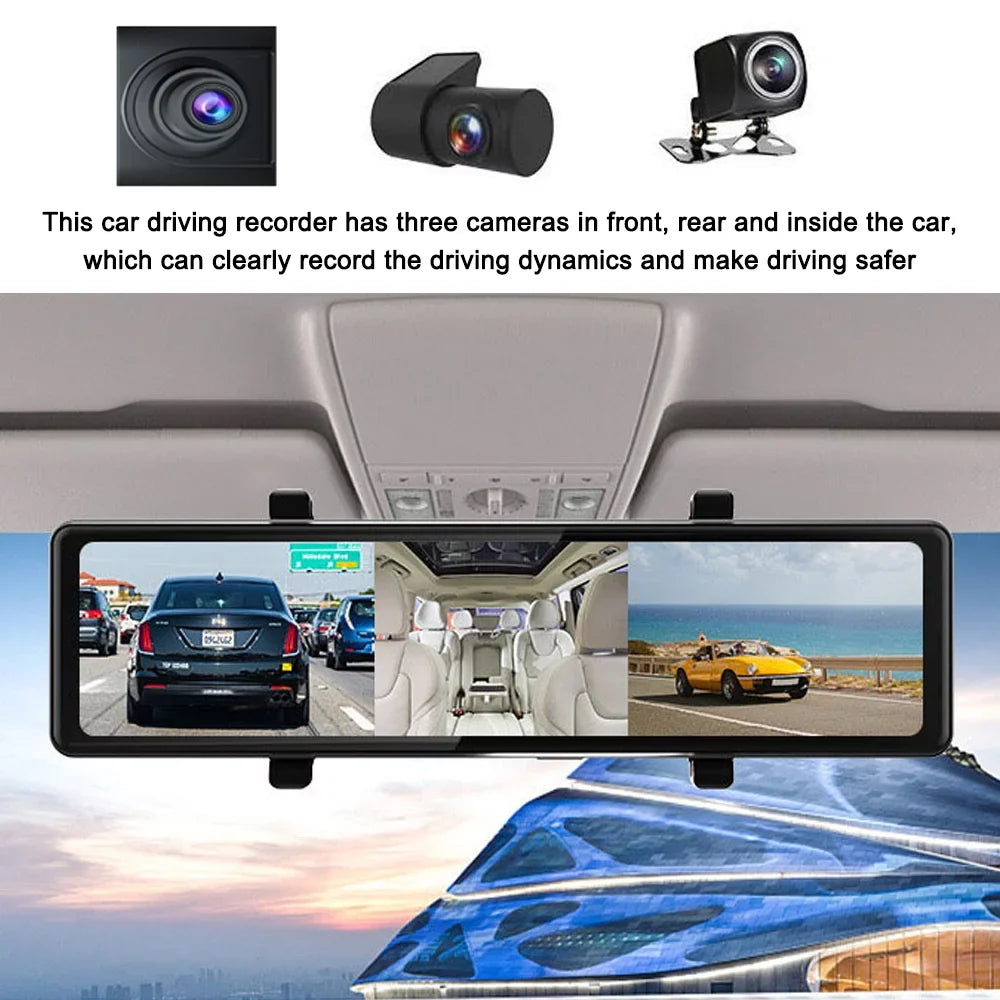 Rearview 2.5k 12in Car Rearview Dash Mirror Bt Video Clear Car Mirror Car Car Touched Clear Cameras Andoer Car Cam Bt Mirror 2.5k Camera 12in Bt Dash Screen Cam 2.5k Camera,3 Screen Car 2.5k