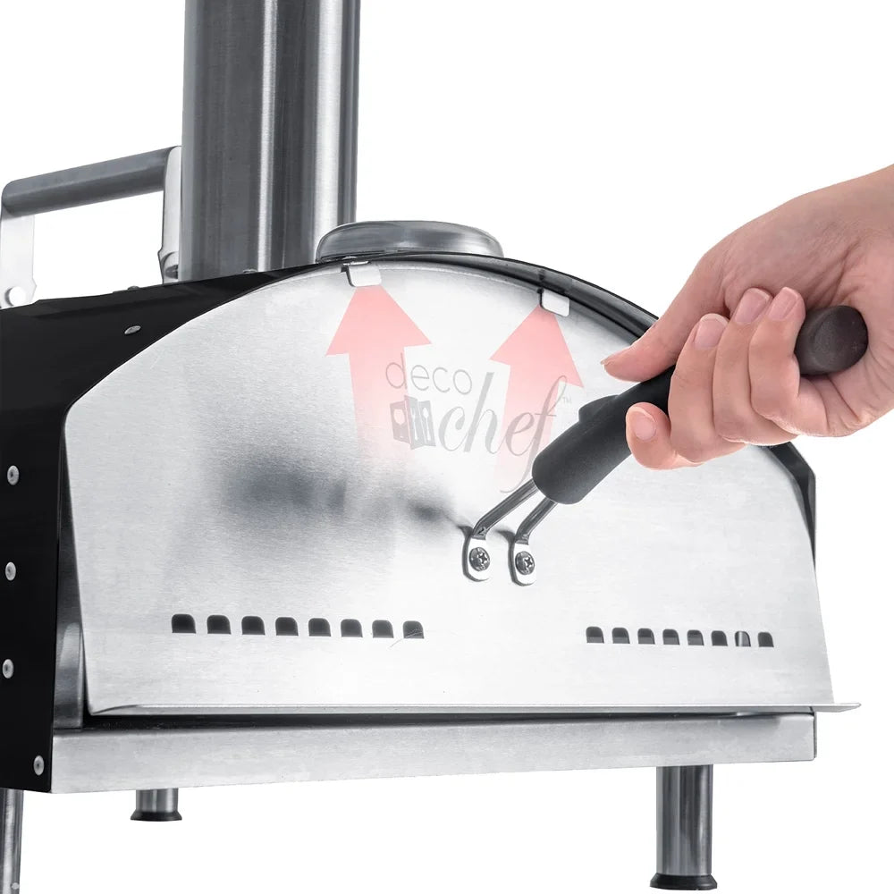 Pizza Slotted with Oven Scoop, Box Steel Deco Stone, Pizza 2-in-1 Pizza and Scraper, Stainless Open Peel, Grill 3-Layer Construction, Outdoor Functionality, (Black) Pizza Dough Grill Oven 13" Chef