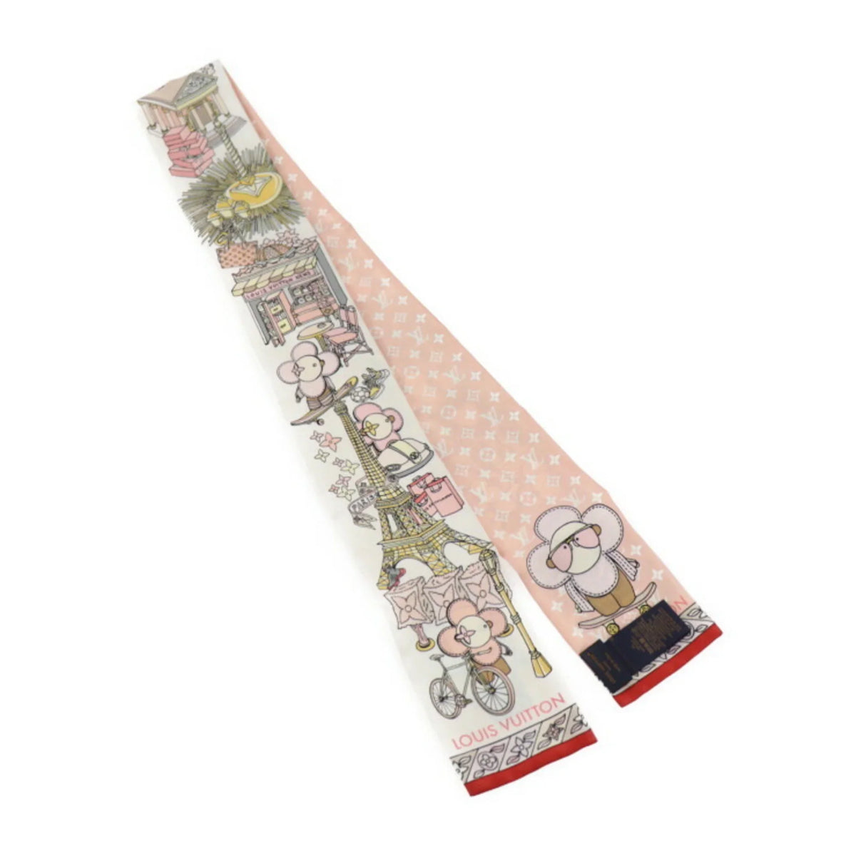 Vuitton LOUIS Monogram Ribbon (Like Rose Hide Multicolor Vivienne Scarf M77780 New) VUITTON Seek Bandeau and Silk Pre-Owned