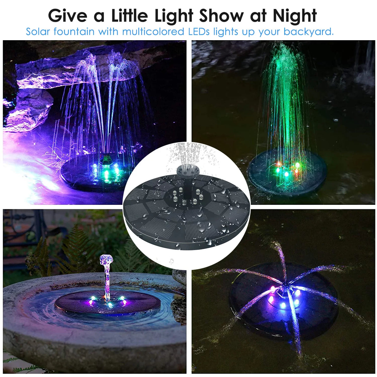 Garden Pump Pool Shinysix Bath Fountain Spray 7 for Fountain with 3W, Bird Solar Pond Patterns