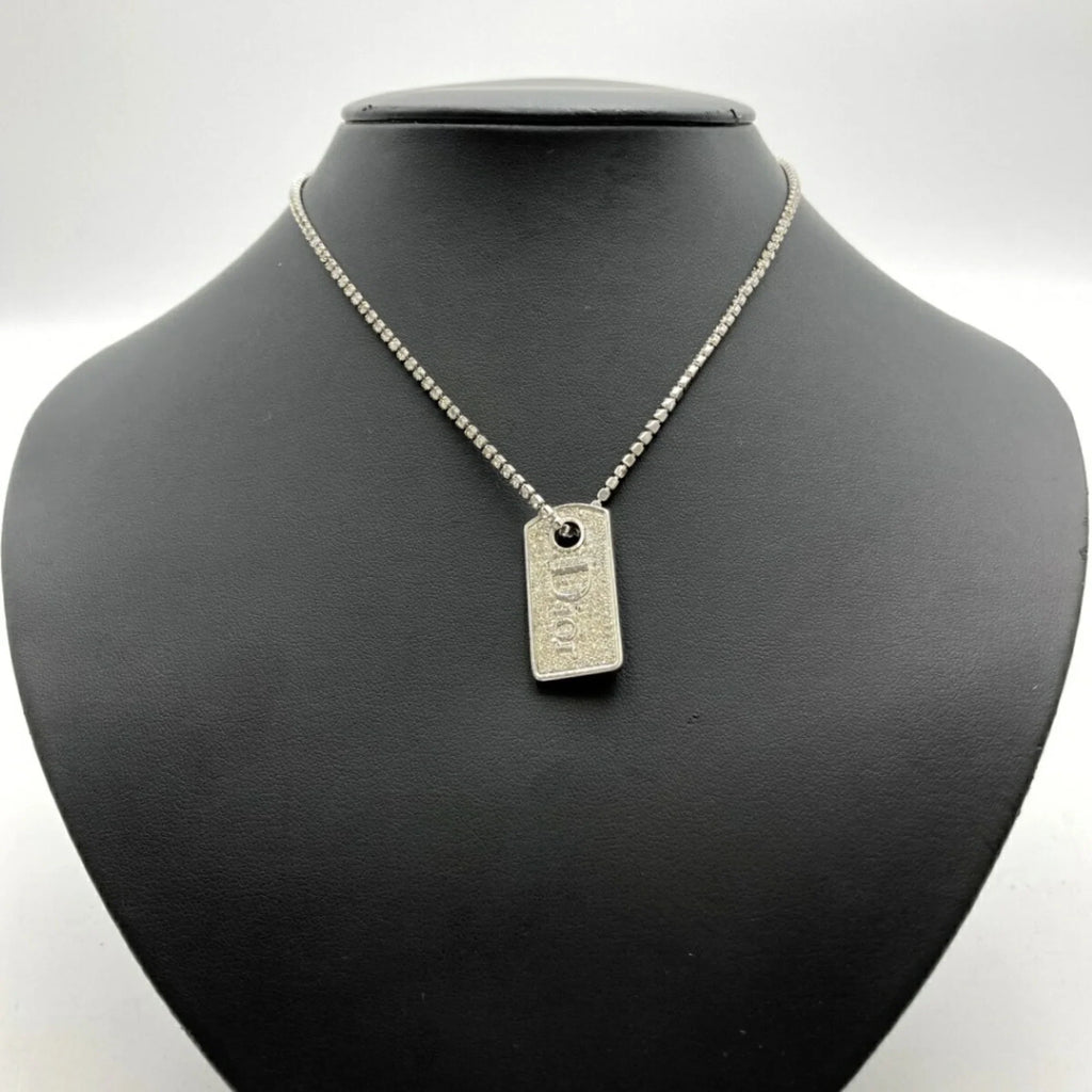 (Good) Women's Dior Rhinestone IT1TZZH18V36 Christian Color Silver Pre-Owned Plate Necklace