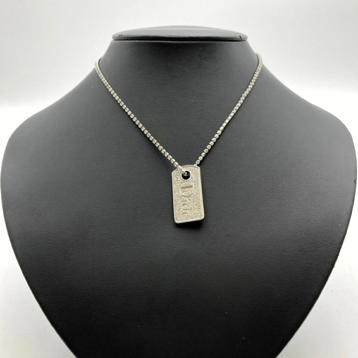 (Good) Women's Dior Rhinestone IT1TZZH18V36 Christian Color Silver Pre-Owned Plate Necklace