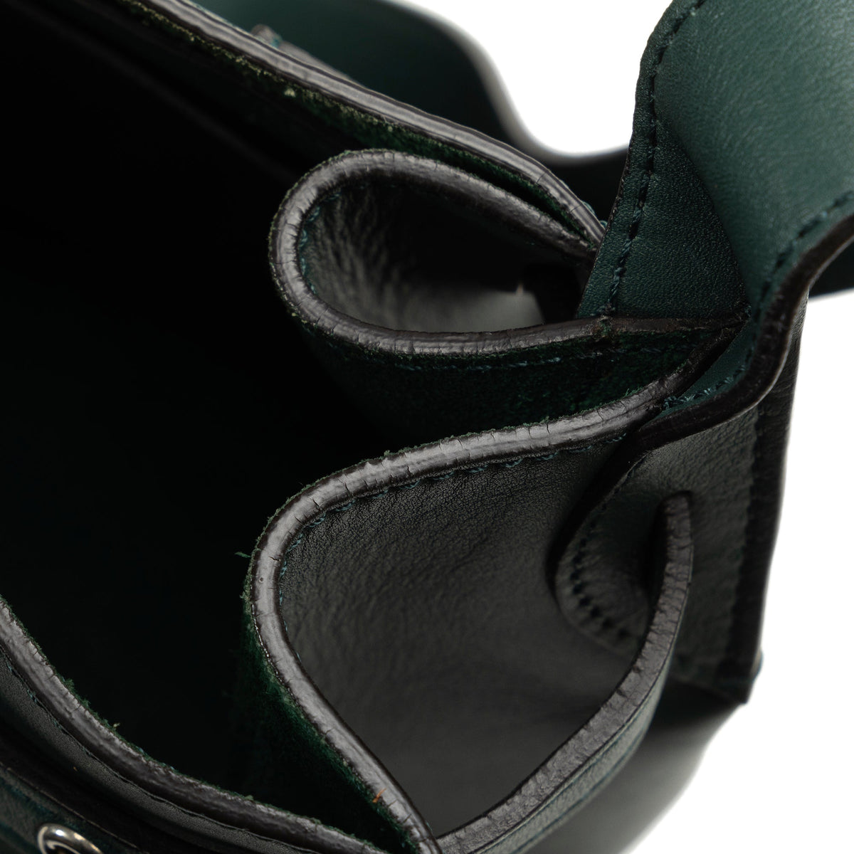 Authenticated Big Pre-Owned Unisex Bucket Leather Bag Calf Celine (Good) DrawstringBag Bag Bucket Green