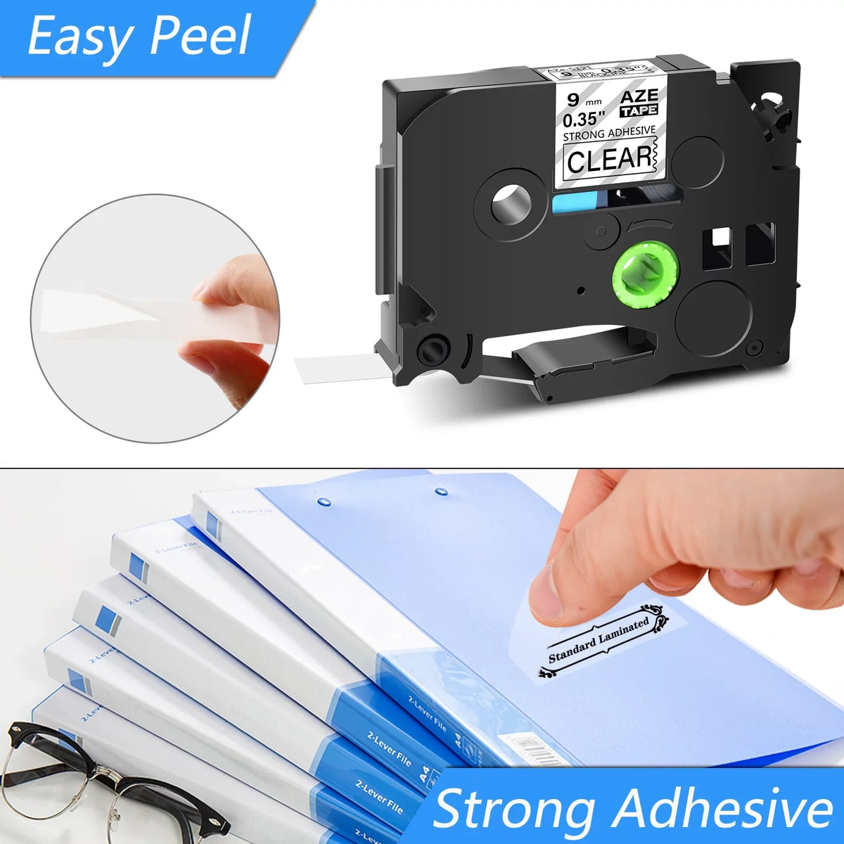Extra Label TZ-S121 Pack D400 TZe-121 Laminated PT-D210 Brother 8 Tape Maker for D600 0.35'' Label P-Touch on Tapes 8m in 9mm use Black 26.2ft TZ-121 Clear Compatible GREENCYCLE Strength TZe-S121