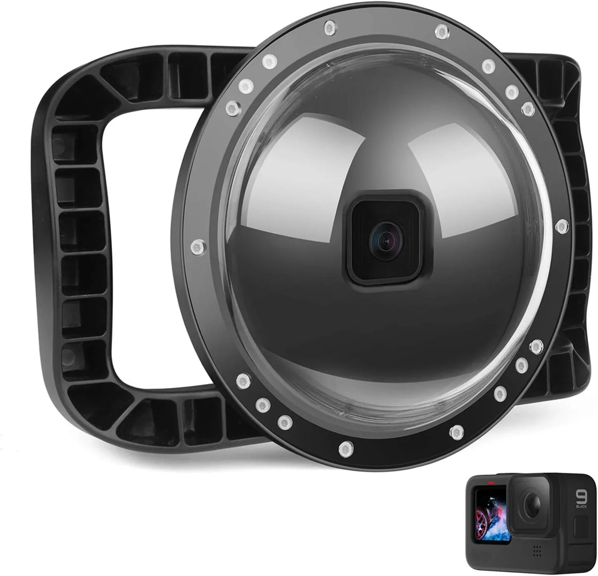 9 Black/Hero Dome Port Black, Two 12 11 Lens Hero GoPro Black/Hero 10 for Dome Builted-in Black/Hero Handles