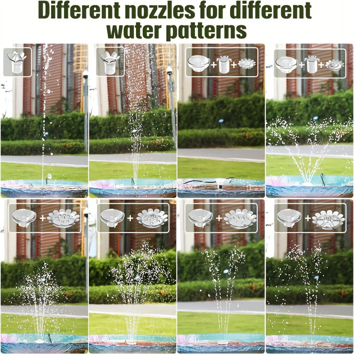 Garden, Fountain Patio, Nozzles, DIY Water For Plastic Kit Solar Corded Feature Multiple Solar With 3.5W Bird Pond, Pump, Electric Powered Wires, Operation Upgraded Inch 1pc Bath Outdoor 9.8-Foot 7.08