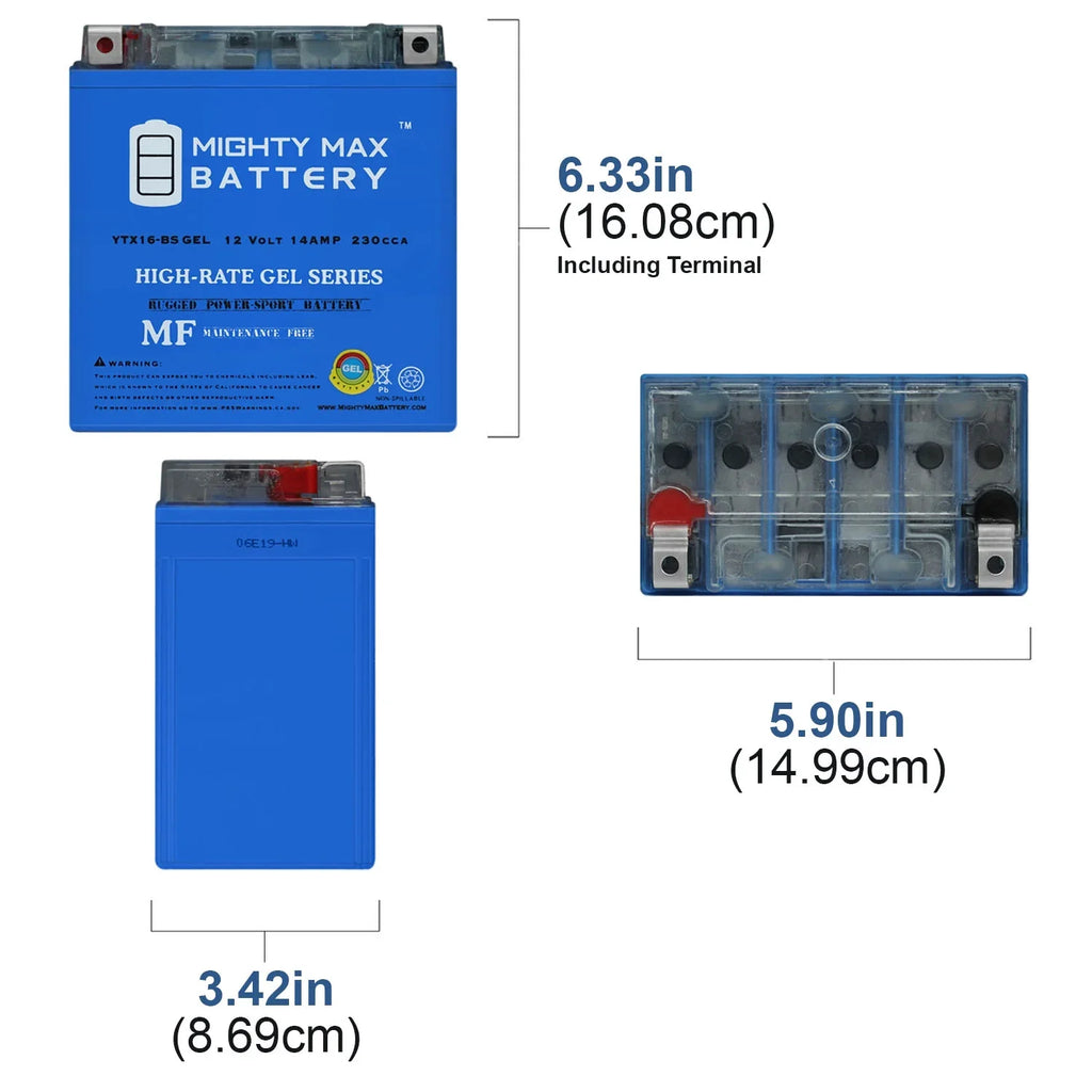 Honda Rubicon Foreman Rancher TRX YTX16-BS Replaces Battery GEL 450