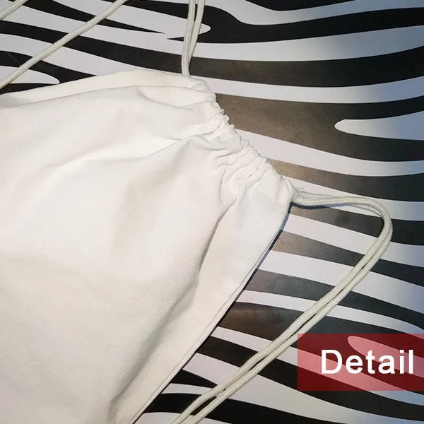 Deco l Face Backpack Art Canvas Reusable Bag Mesh Fashion Horn Drawstring Line Shopping