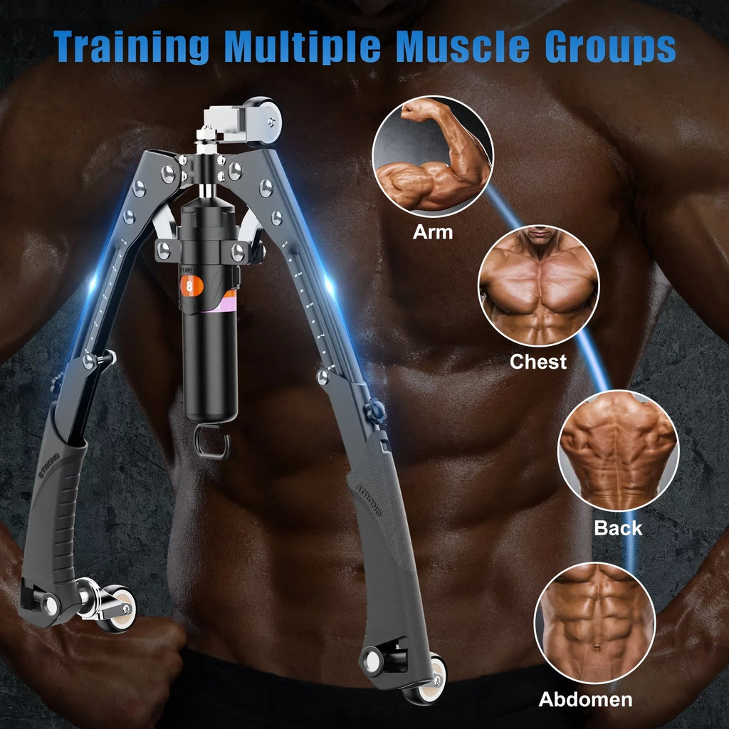 Expander Arm Hydraulic with Exerciser 22-440lbs for with Power Adjustable & Chest Home Training Handle, Roller Upgrade Wheels, Twister Ab Stretchable Wheel 2-in-1 Twister Muscle