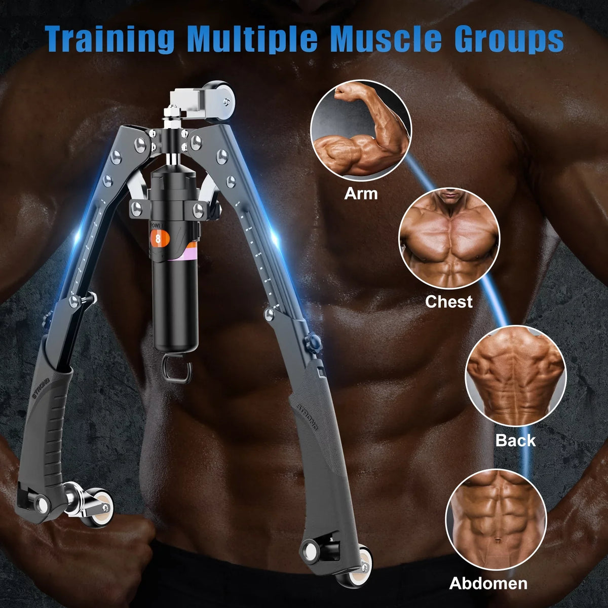 Expander Arm Hydraulic with Exerciser 22-440lbs for with Power Adjustable & Chest Home Training Handle, Roller Upgrade Wheels, Twister Ab Stretchable Wheel 2-in-1 Twister Muscle