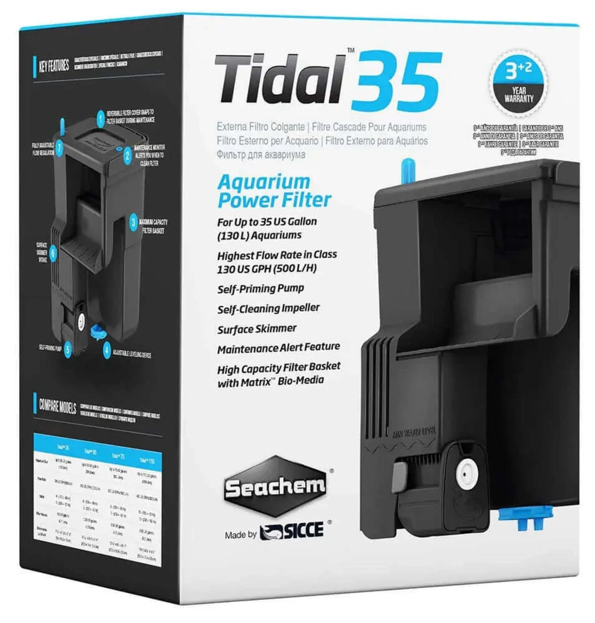 Filter, Power Aquarium Tidal Seachem Large Gallon, 35