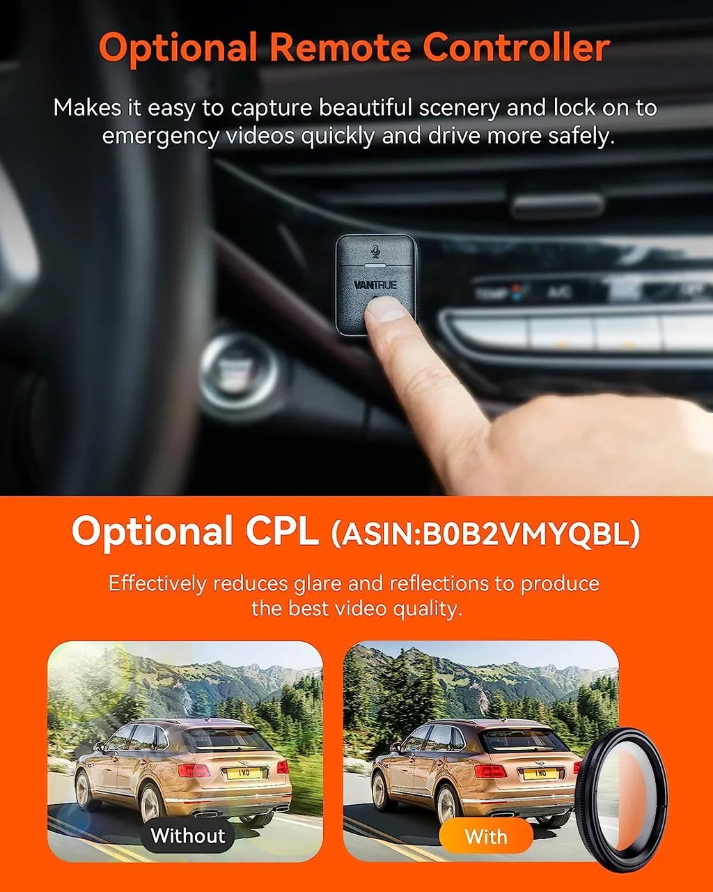 Card Dash Included) | WiFi Pro GPS + 4K + 3 N4 Channel 1080P Cam 4K (Memory Vantrue 1080P Not