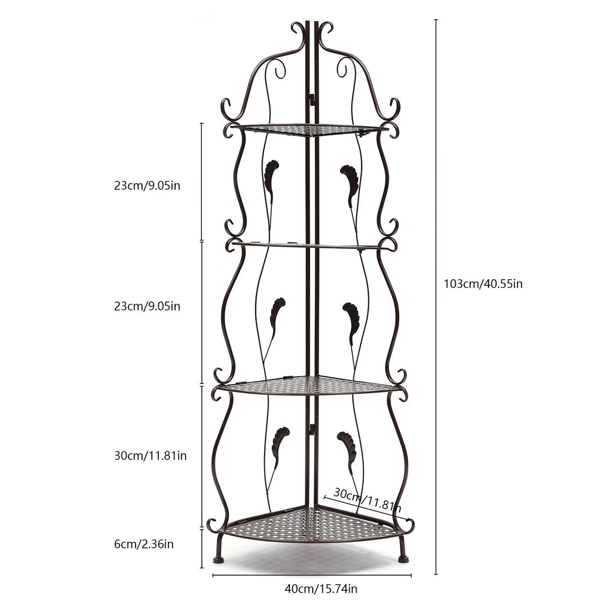 4-Tier Plant Shelf Stand Folding Balcony Storage Flower Rack Corner Pot