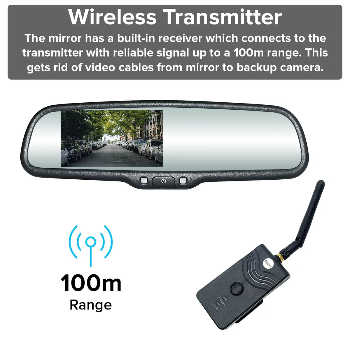 Universal Kit Waterproof OEM Cars with Wireless Master for 170° Camera Screen, Mirror Tailgaters LCD View - & 4.3” LED Fit Transmitter All Backup Rear