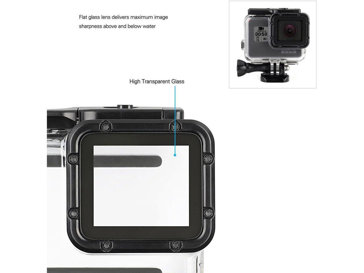 Waterproof for Buckle, 5 Cap 7 Filters Housing Quick Hero Hero 6 Dive 45m Tripod Underwater with - (2018) Black Adapter, Backdoor, Thumb Include Dive 3-Pack Lens Case Release GoPro Screw,