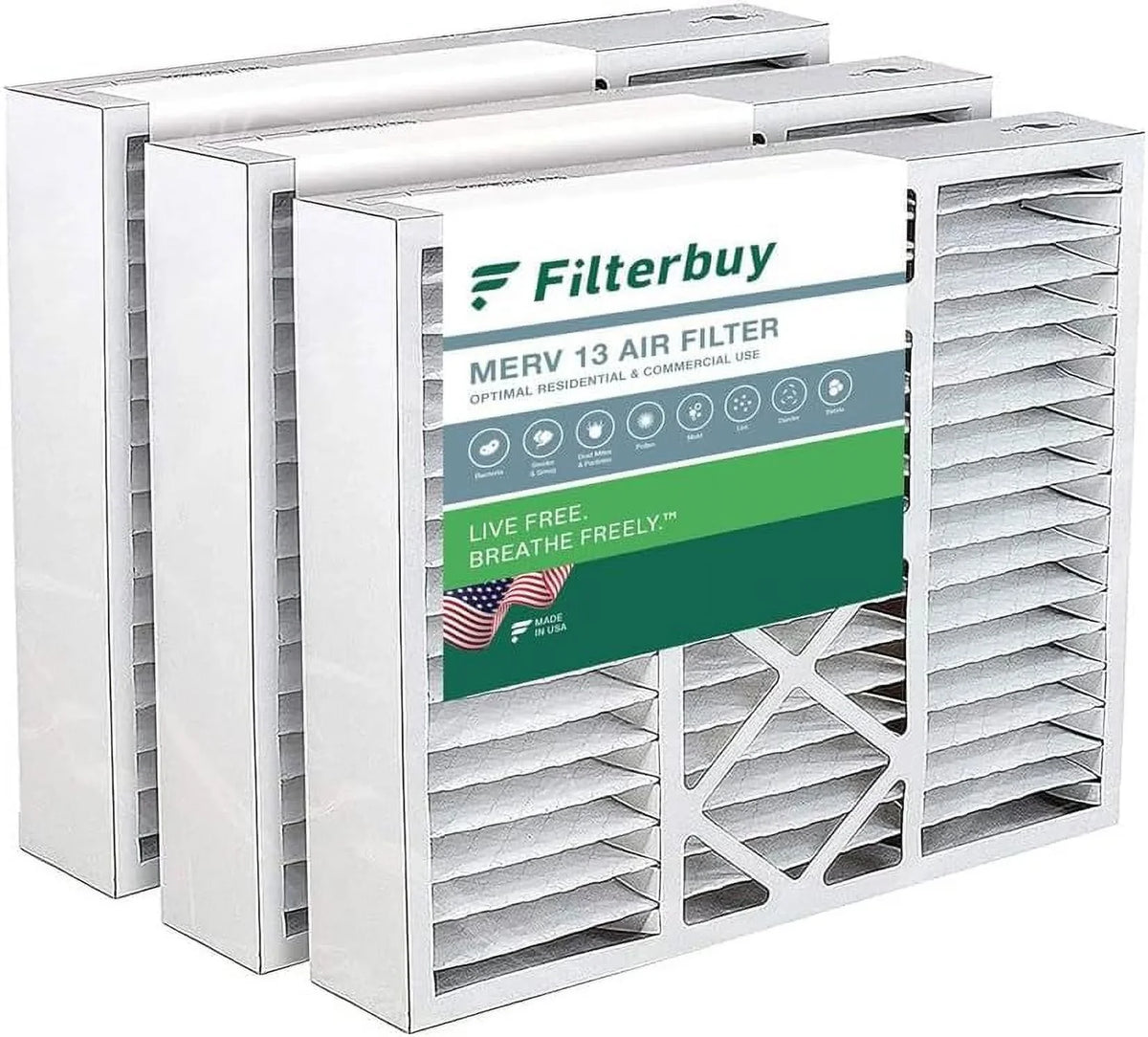 Pleated (3-Pack) MERV Filters Air Filterbuy for 16x20x5 FC100A1003 Honeywell HVAC 13 AC Furnace