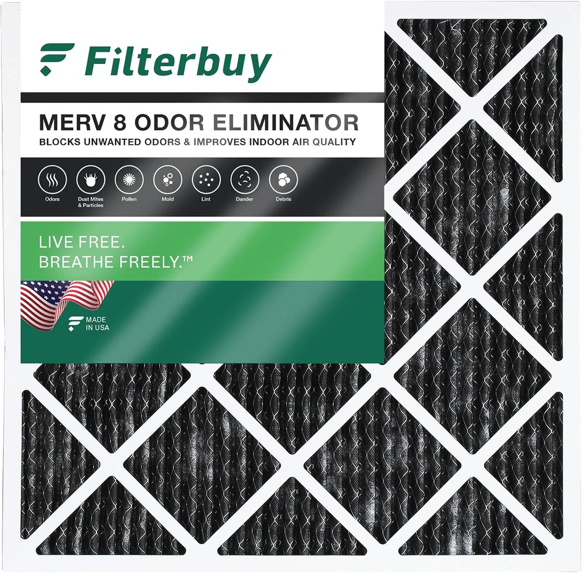 Pleated Eliminator Carbon Odor (1-Pack) Activated Air 8 Filterbuy HVAC Furnace MERV AC Filters with 12x12x1