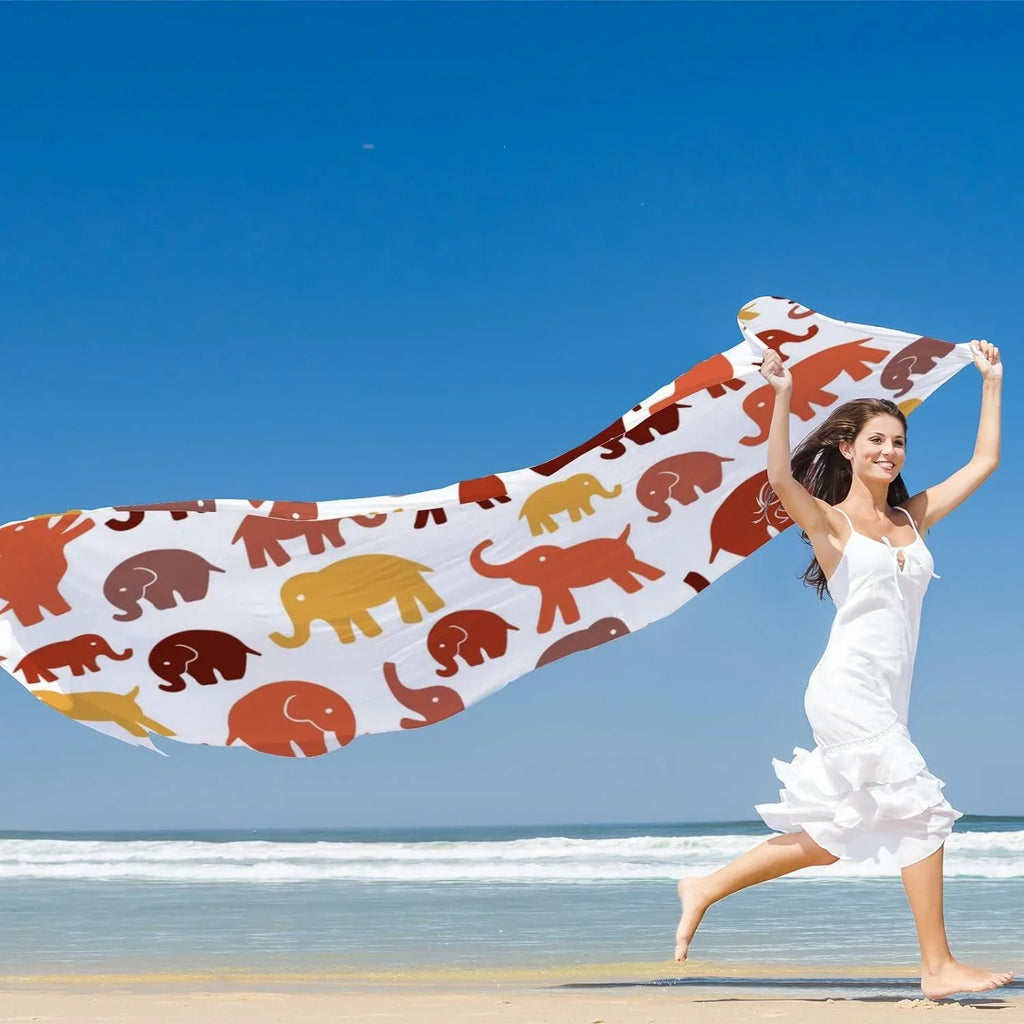Women Silk Scarves Neck On Shawl Wrap Long Cute Hyjoy Elephants for Lightweight White Scarf Girls