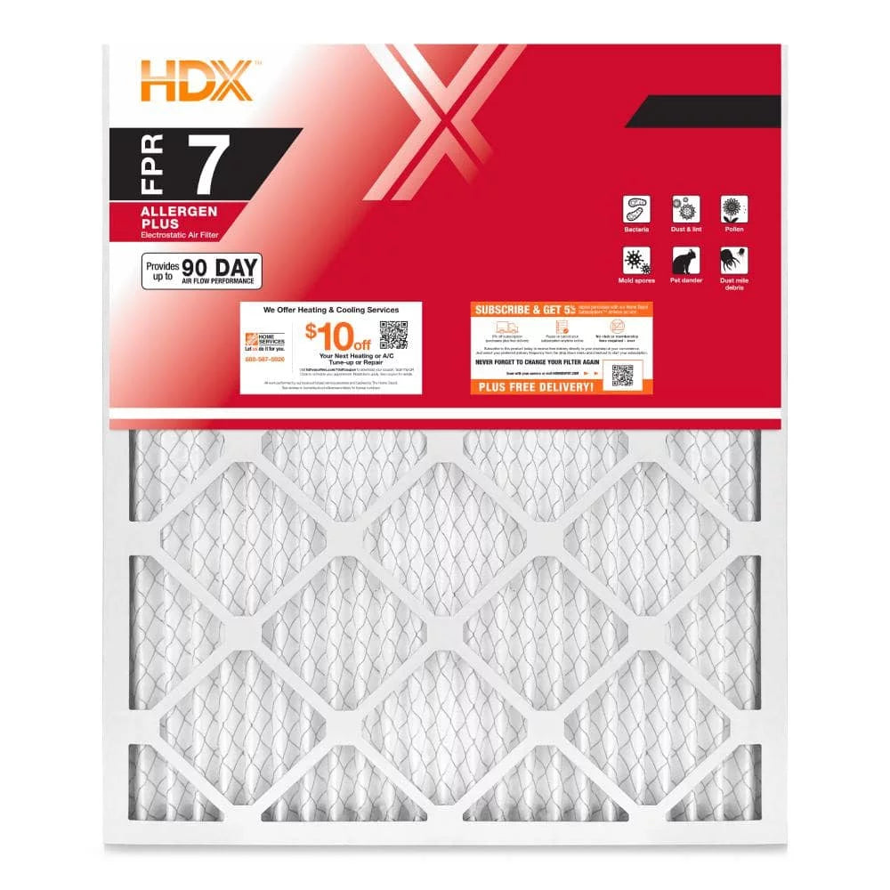in. in. Filter 25 HDX 1 (Pack Air Of x 2) Allergen x 20 in. 7 FPR Plus Pleated