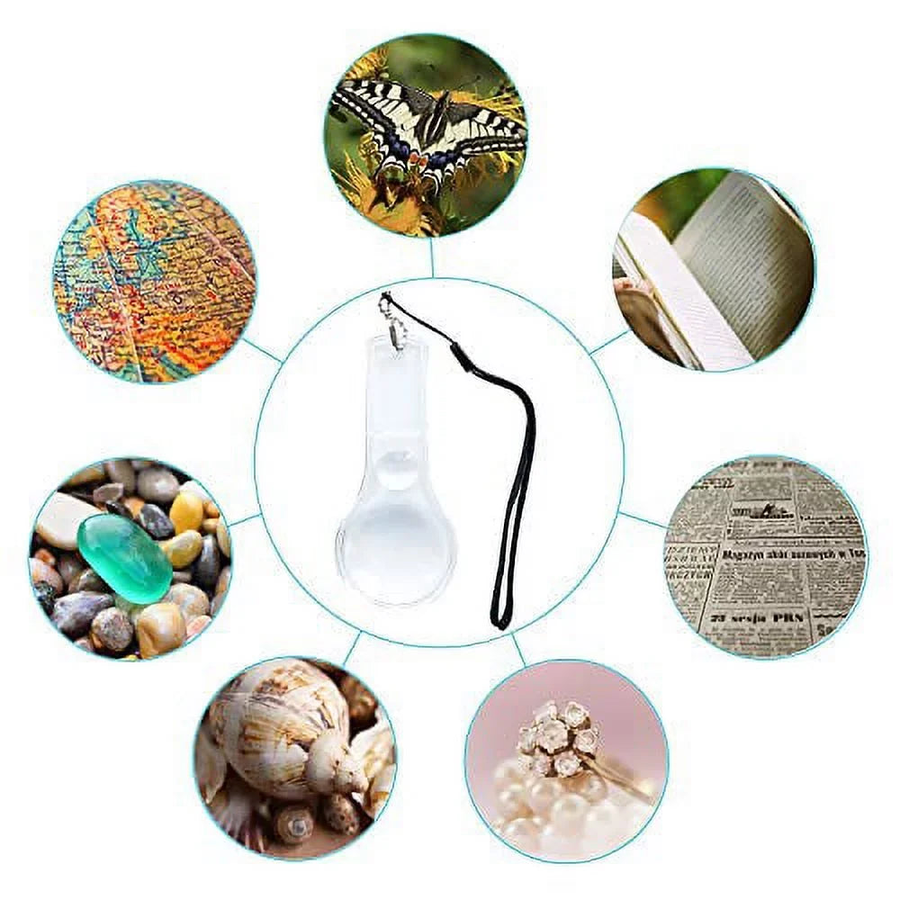 Mini Lens Magnifier for Outdoors, Magnifying Hand 10X 24 Glasses Pack Classroom, Plastic Observation Hand-held Reading, Kids, Science