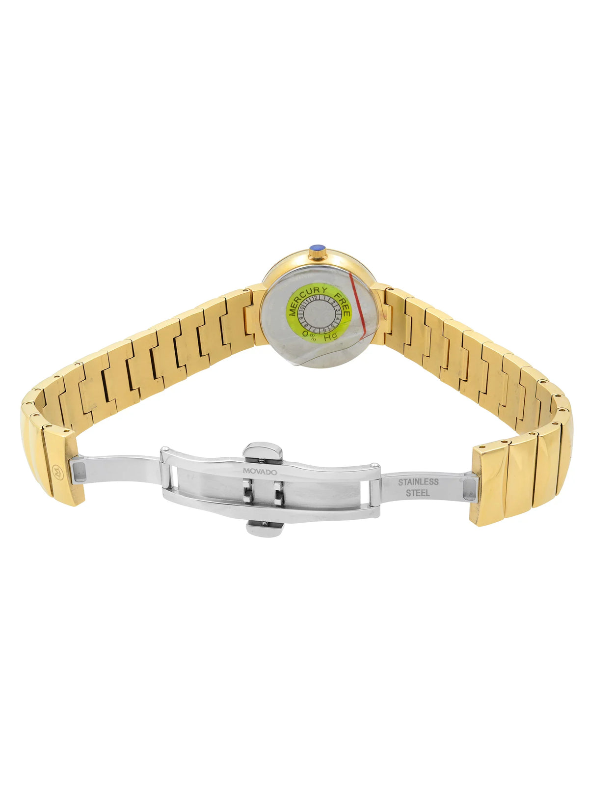 Dial MOP 26mm Ladies Gold Sapphire Quartz Movado Museum Steel Watch 0607049