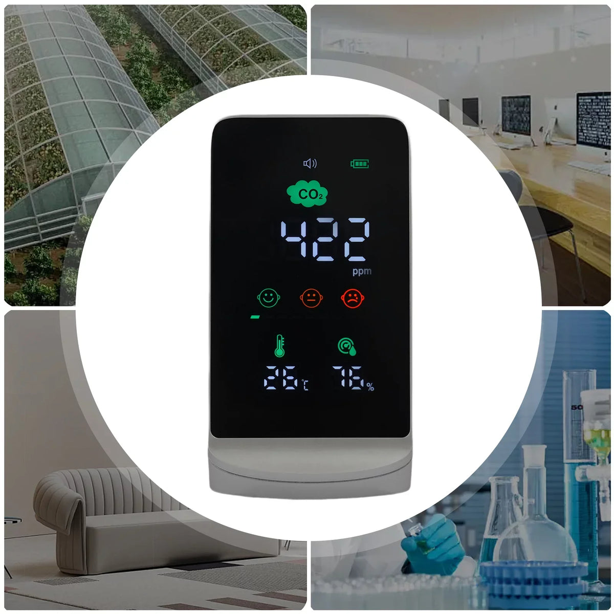 Quality for Monitor Temperature CO2, Air Black) & (White, Miumaeov Humidity Indoor