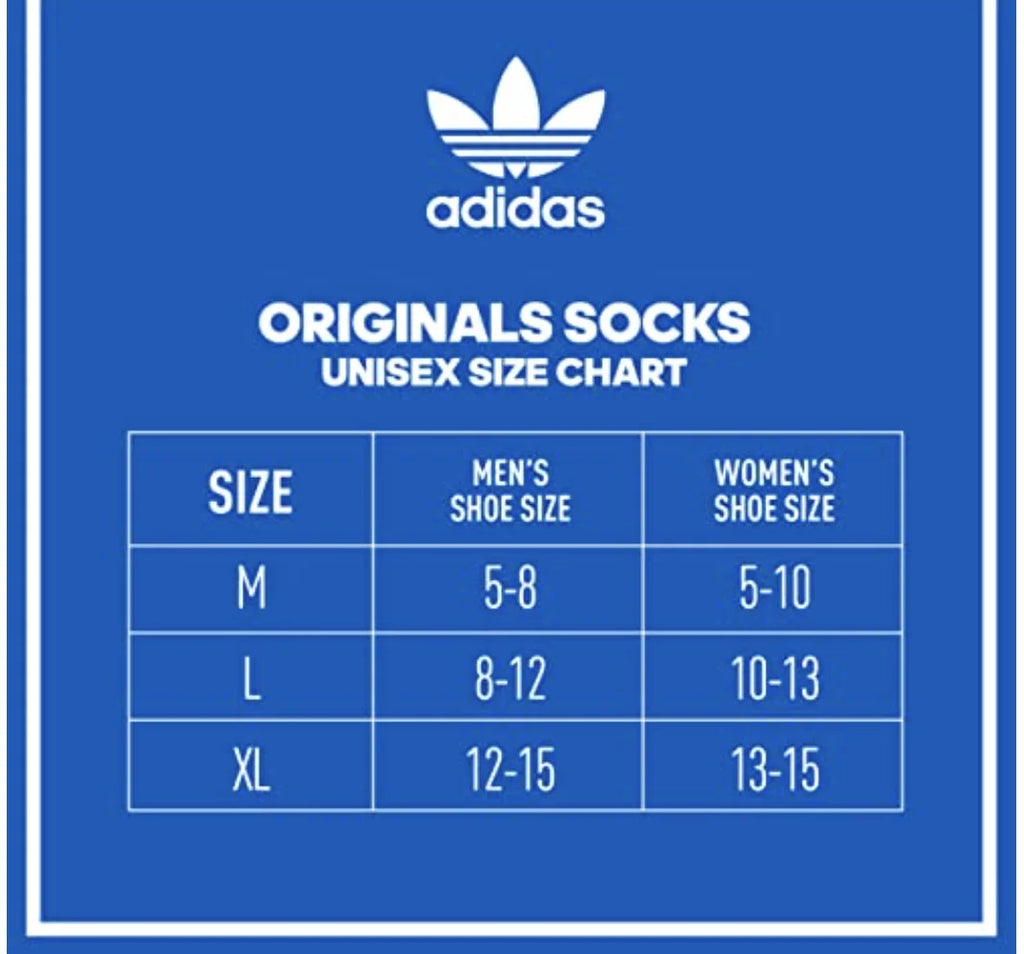 Adidas Youth Socks, Originals Pack, Trefoil Large Crew Multi-colored, 6