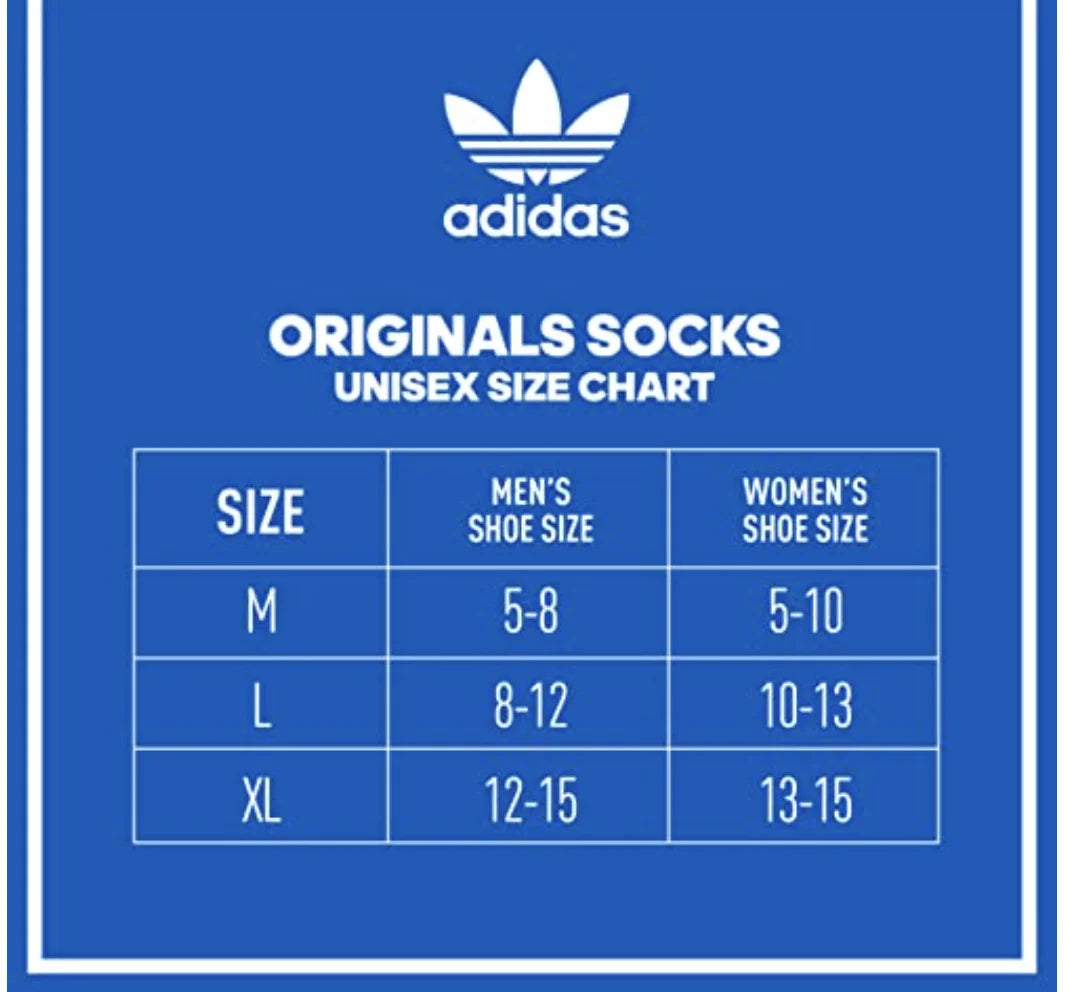 Adidas Youth Socks, Originals Pack, Trefoil Large Crew Multi-colored, 6