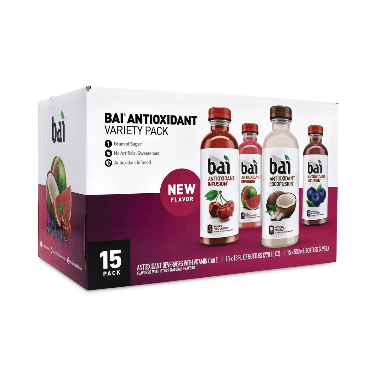 Antioxidant Pack 18 15/Carton Beverage Bottle, Bai Variety Infused oz