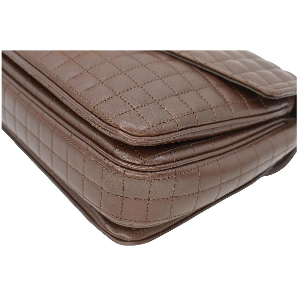 Bag C Medium Pre-owned Leather Crossbody Quilted CELINE Khaki