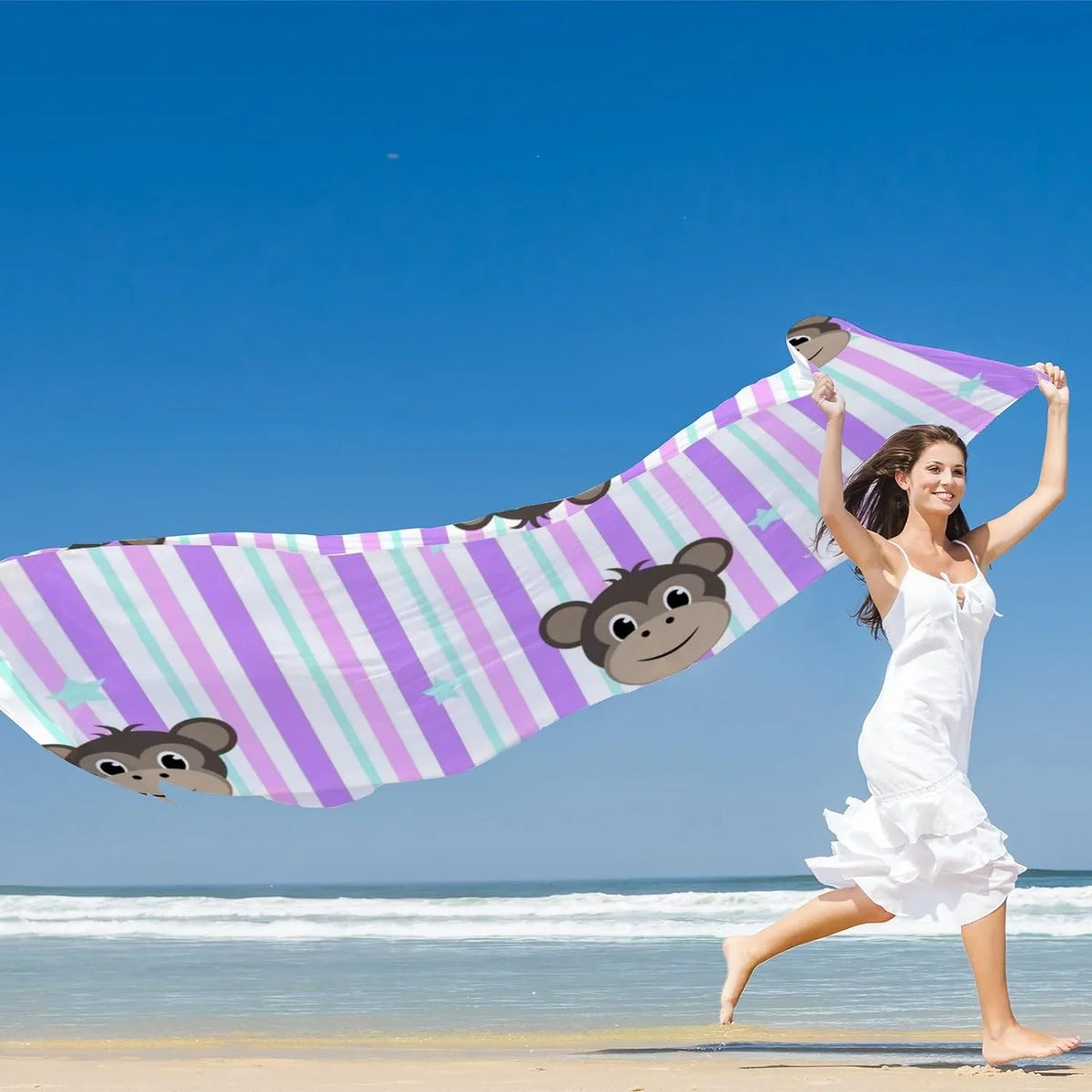 Women Lightweight Stripe Shawl Hyjoy On Silk Wrap Long for Scarf Scarves Girls Faces Neck Monkey