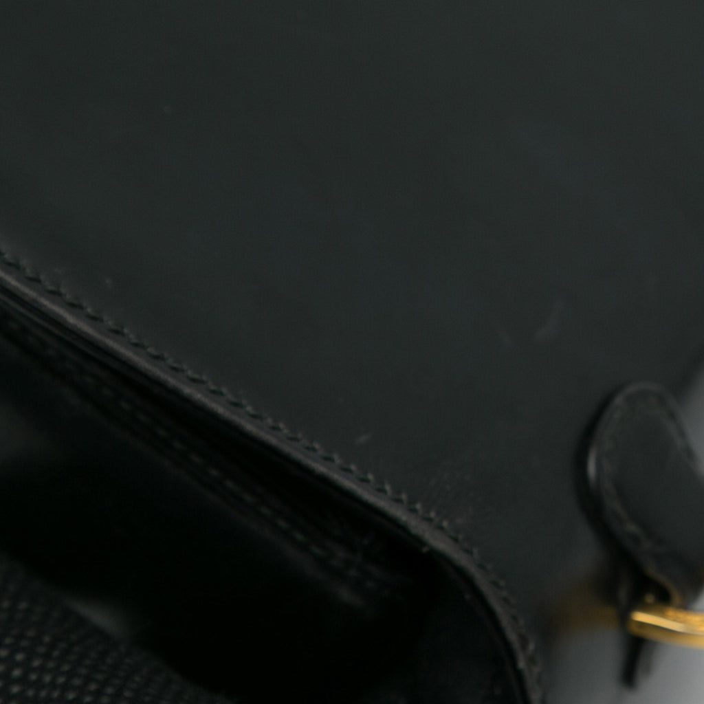 Handbag (Good) Unisex Black Bamboo Pre-Owned HandleBag Night Gucci Calf Authenticated Leather Top