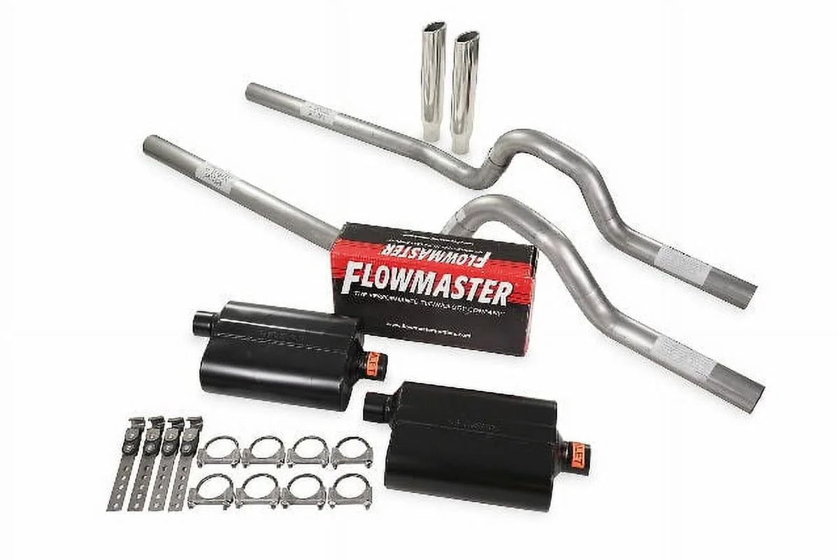 Rear 2.5" Tips Super Exit Exhaust Dual 80-86 40 F-Series RC Flowmaster Ford Kit