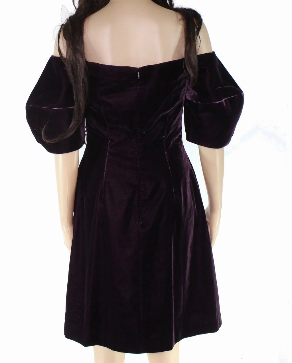 Puff-Sleeve Jill Jill Velvet (0, Shift Women's Eggplant) Dress Stuart