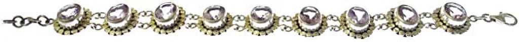 Unique Designer Sterling Beautifully 7.5” Silver Gemstone Length Gypsy Handcrafted 925 for Amethyst Inch / Genuine Tribal Ethnic Fashion Purple 8” Bracelet Women Adjustable to