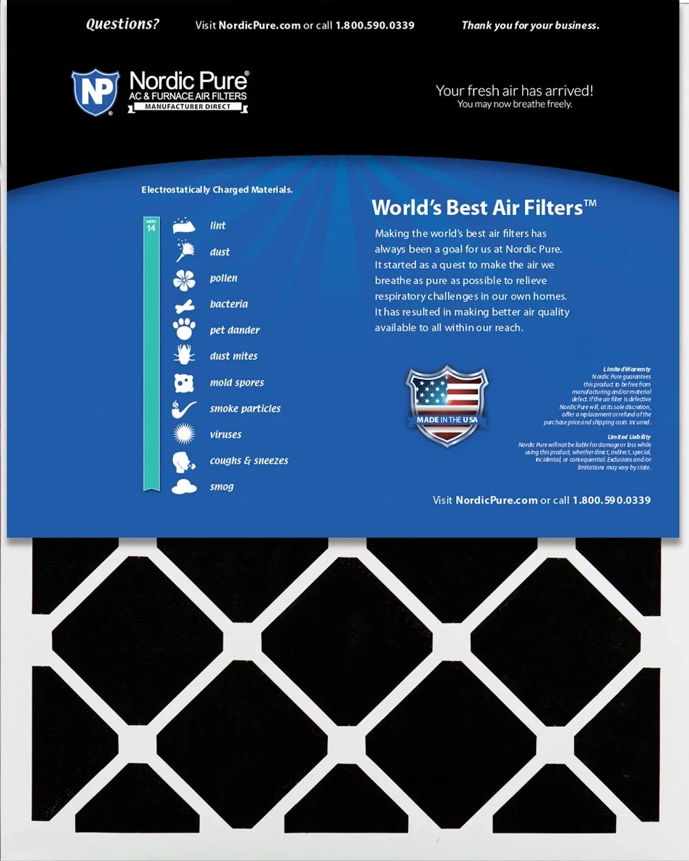 Carbon 6 14 16x20x1 (15_1/2x19_1/2) Air MERV Filters Pack Pleated Plus