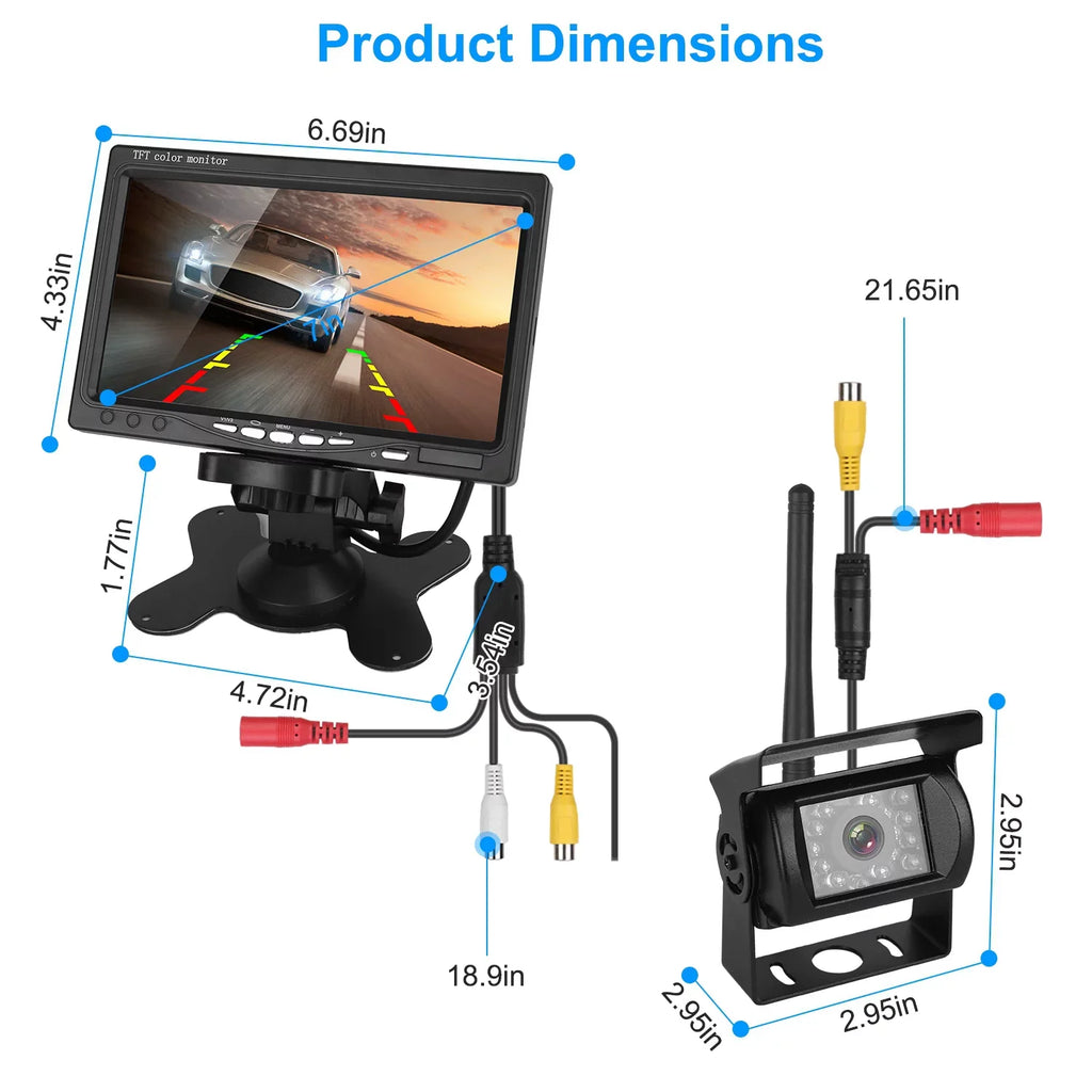 Camera, Van 7In Wireless Reverse Screen Parking Vision Car Signal Trunk iMountek Night 2.4G SUV Car Backup Car with for Stable System