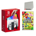 Nintendo New Screen U Bros. Cloth OLED - Super Mario with and Plug Cleaning US Deluxe Switch Import Console White with