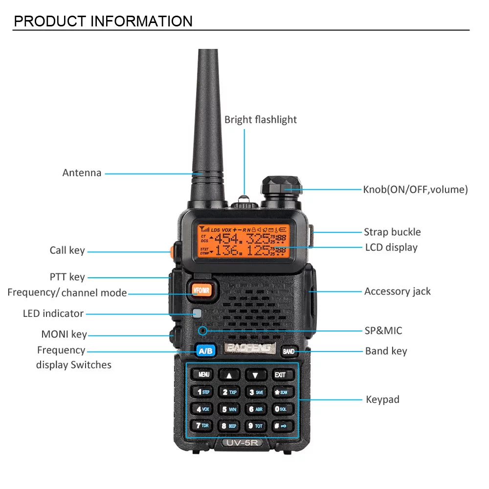 UV-5R Radio Walkie RF Way UBesGoo Dual Ham 5W mAh Radio Band Talkie 1800 Baofeng two FM