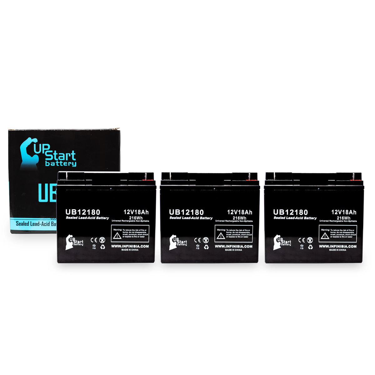 Replacement - Eagle Pack Pitcher T4 Battery Compatible (12V, Sealed Universal UB12180 18Ah, SLA) Acid 18000mAh, Lead Battery Terminal, 3x - CF12V18 AGM,