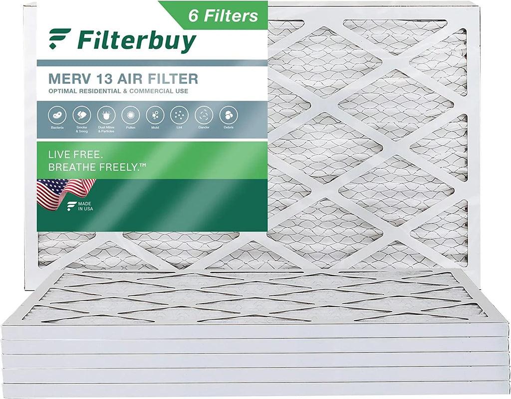 HVAC Filters Pleated Air (6-Pack) 10x24x1 Furnace MERV Filterbuy AC 13