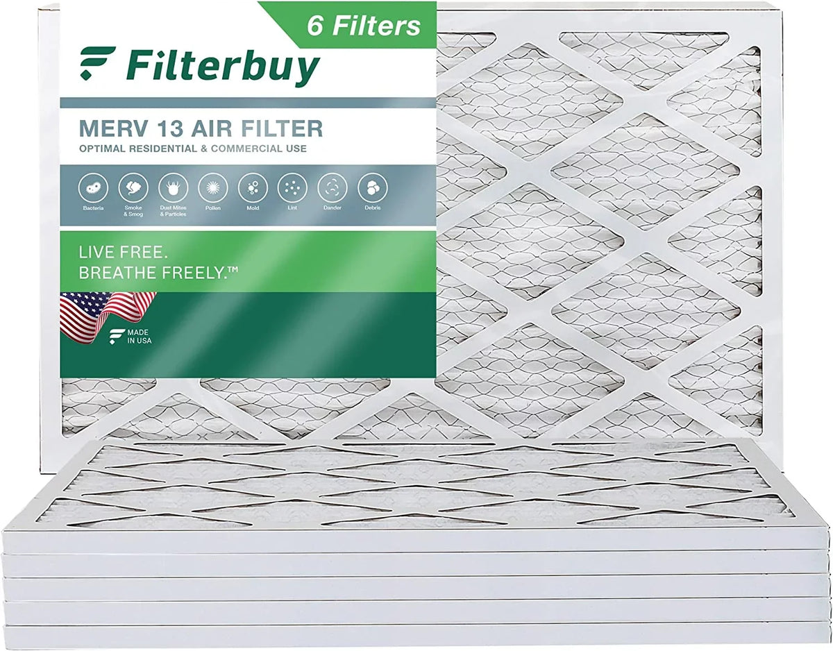 HVAC Filters Pleated Air (6-Pack) 10x24x1 Furnace MERV Filterbuy AC 13