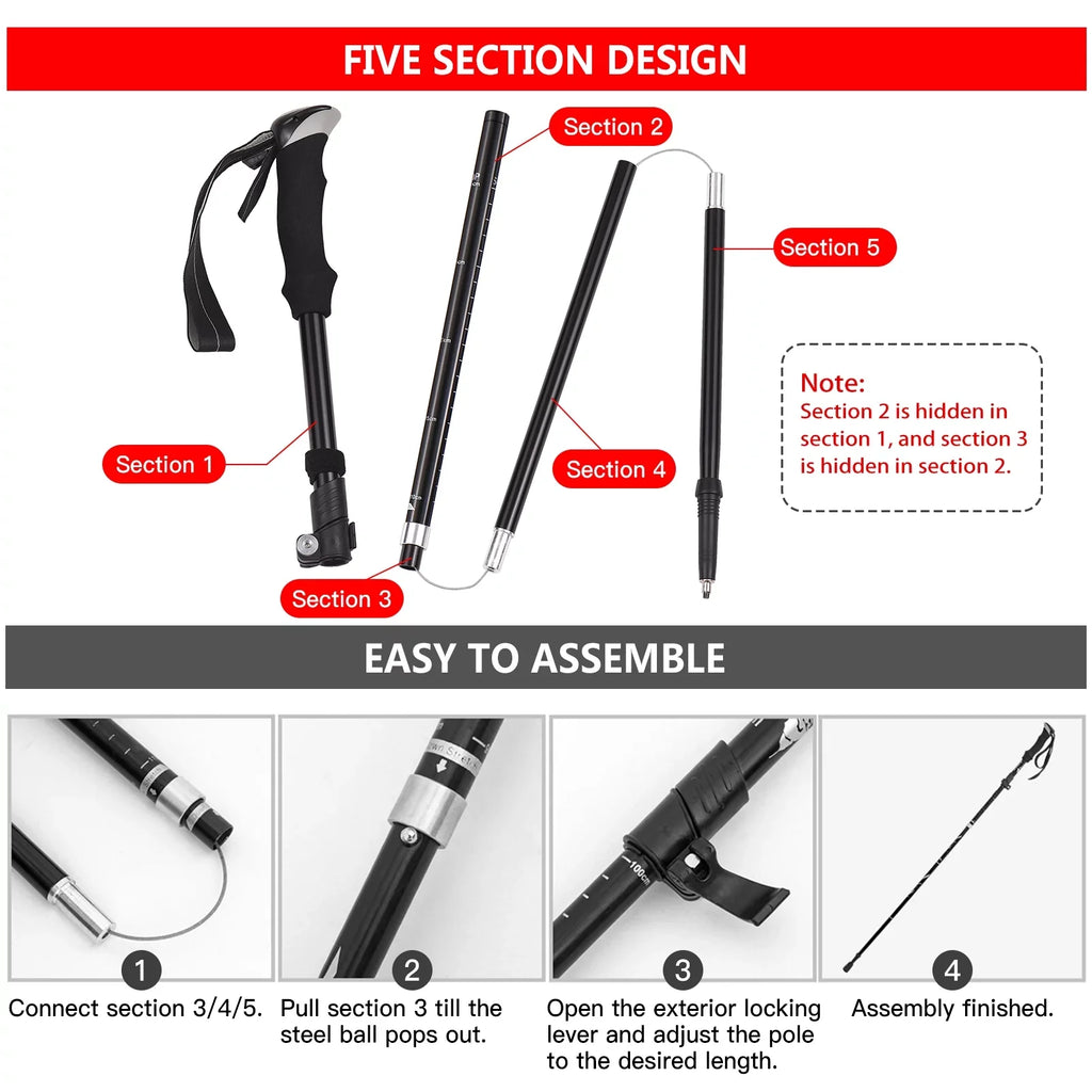 Sturdy Lightweight TOMSHOO Trekking Hiking for Backpacking and Camping Collapsible Portable Pole Set