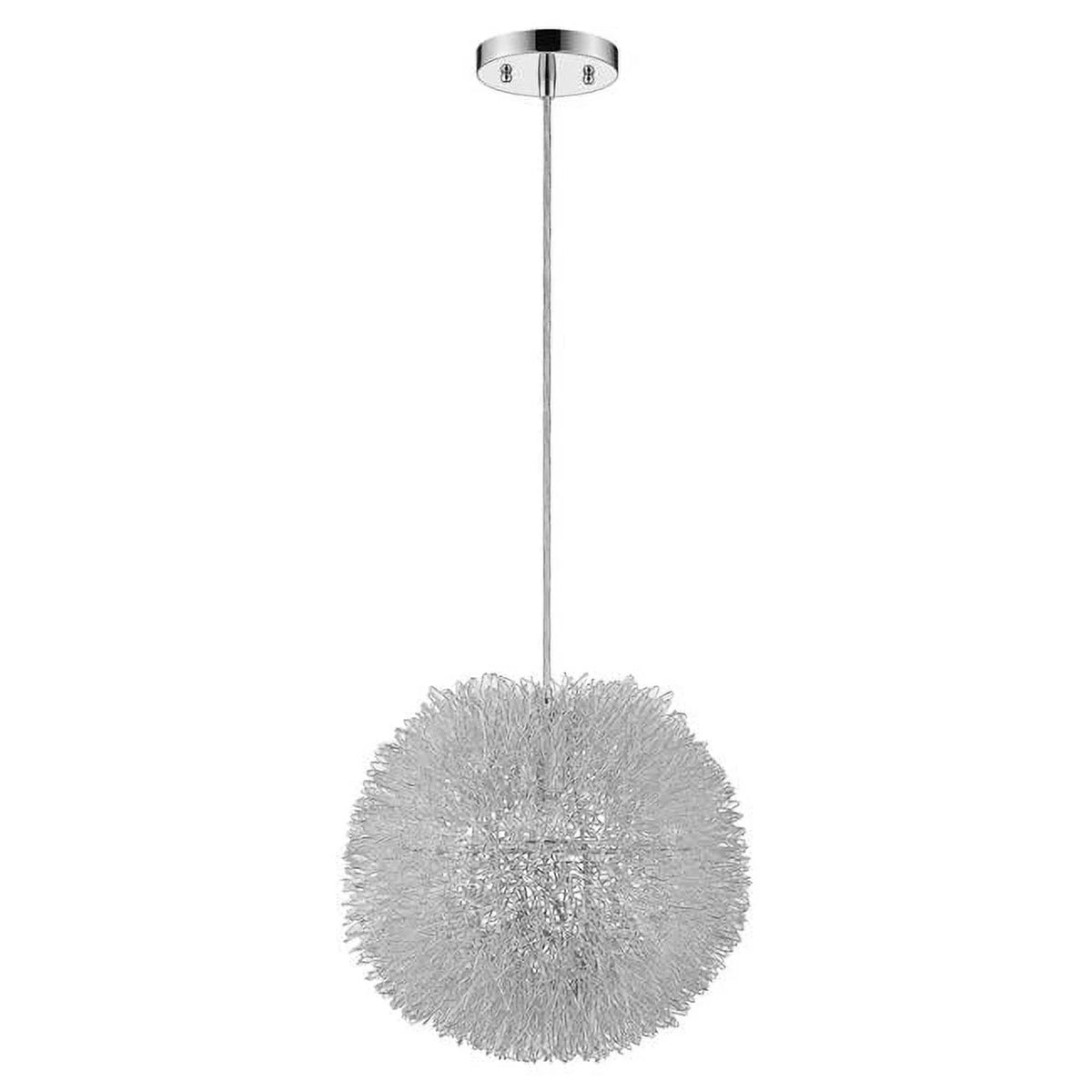 HomeRoots Luminary Silver 1-Light Woven in. Wire Metallic 15 398033 Hand Shade Pendant with Aluminum