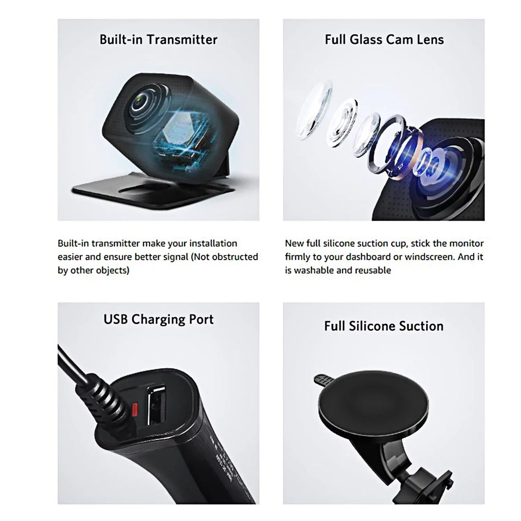 Universal Digital Signal Wireless System Camera Backup with License 5" Car, View for Rear 2 Plate Monitor Cameras Backup Cameras, Vehicle Camera Support