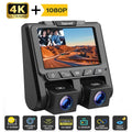Parking Car Screen Front 3" 4K+1080P TOGUARD G-Sensor Loop Mode Inside and Camera LCD Cam Dash Dash 4K Recording Camera